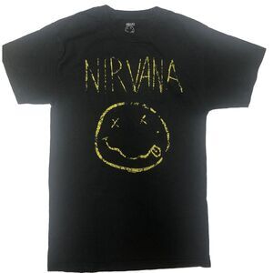 Nirvana Yellow Chalk Logo Spencer's Women's‎  Black T-Shirt  S